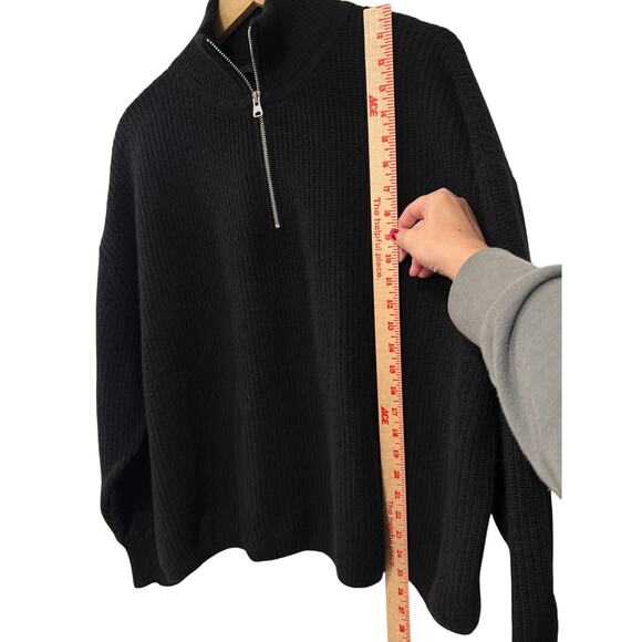 Jenni Kayne XXL 100% Cashmere Half Zip Fisherman Sweater $495 Ribbed Black - Picture 8 of 11
